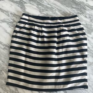 Banana Republic pleated black and white striped skirt.